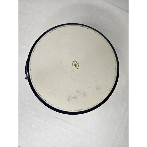 Vintage Celebrity Lexington Round 2 Quart Stoneware Casserole Dish Lid Blue - Picture 5 of 13